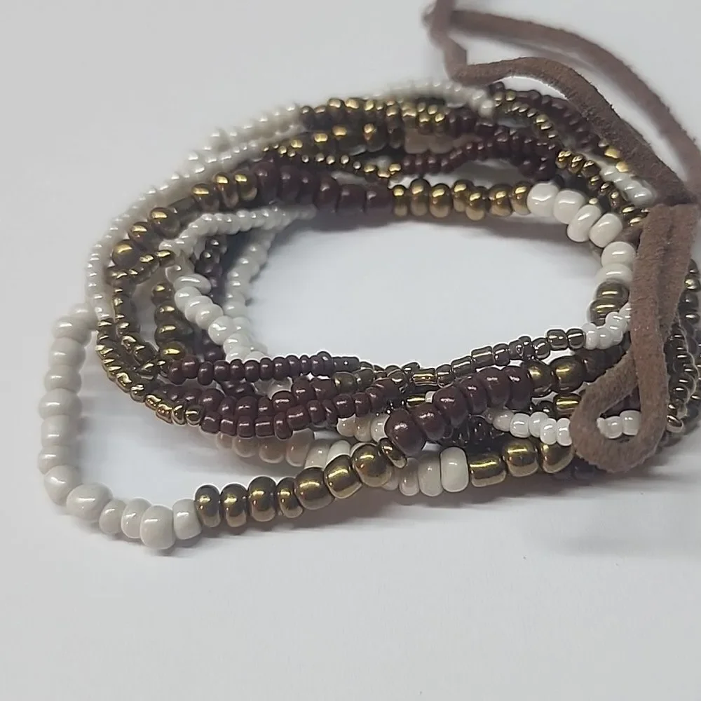 Multicolor Beaded Bracelets white brown
